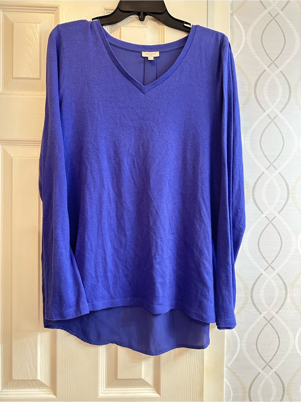 Talbots Women’s V-Neck Layered Periwinkle Blue Top